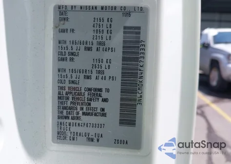 2015 Nissan Nv200 Sv из США, поврежденный, VIN 3N6CM0KN4FK733337